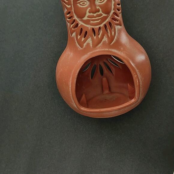 Vintage Retired Partylite Terra Cotta Tea Light Holder Sun Face/Burst PatioDecor - Picture 5 of 11